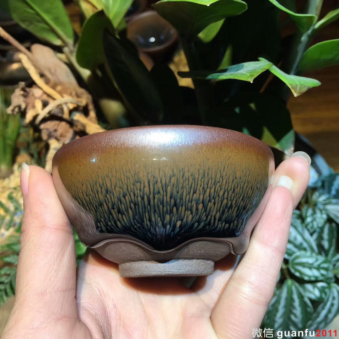 葉禮旺 斂口兔毫盞：口徑8*4 帶釉淚