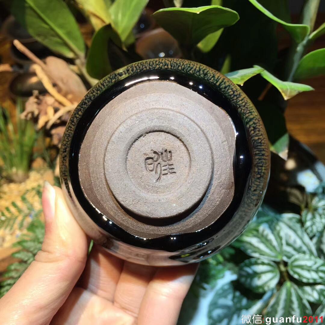 葉禮旺 斂口兔毫盞：口徑8*4 帶釉淚