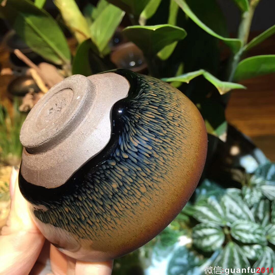 葉禮旺 斂口兔毫盞：口徑8*4 帶釉淚