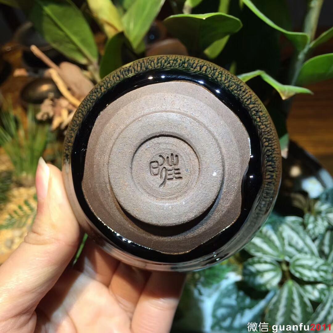 葉禮旺 斂口兔毫盞：口徑8*4 帶釉淚