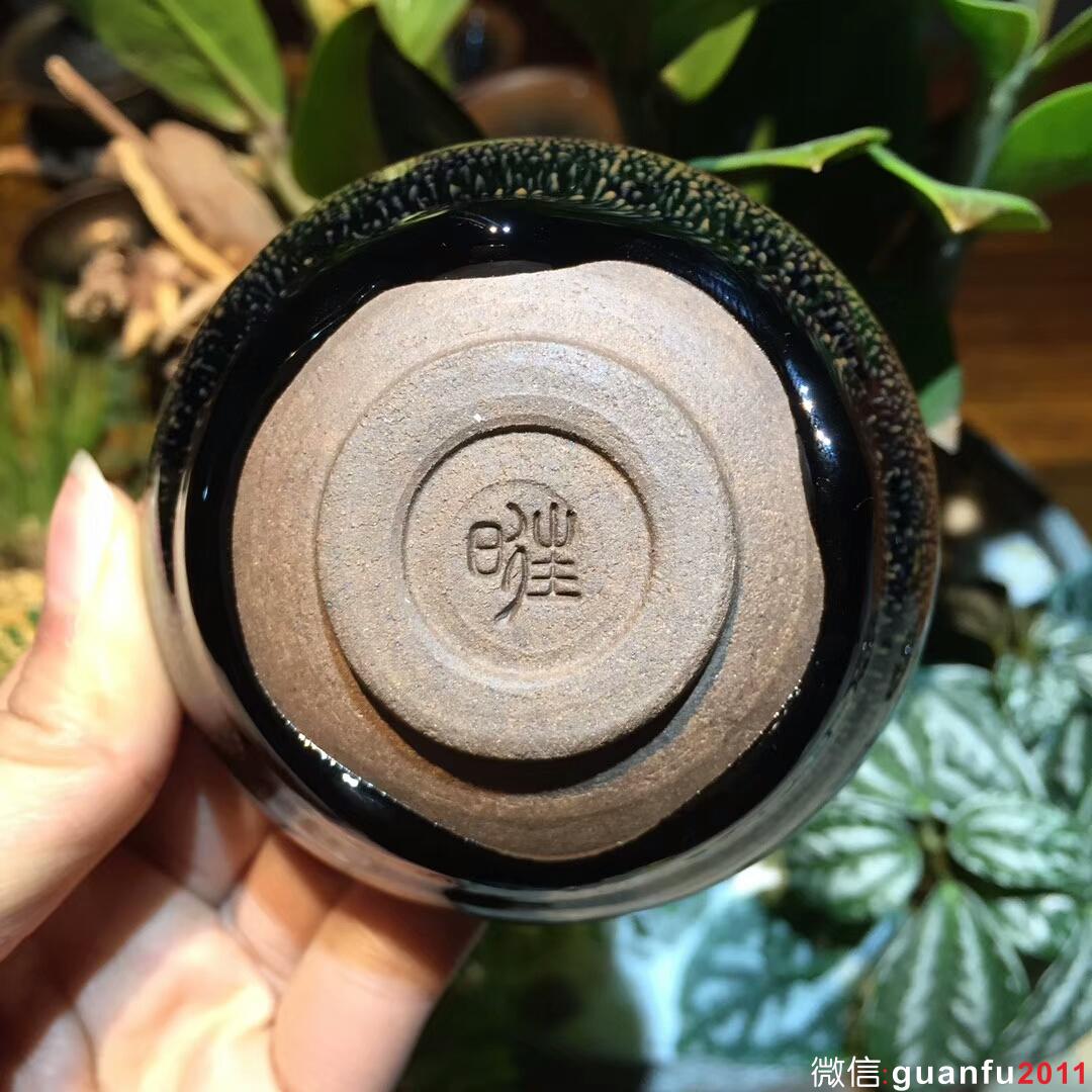 葉禮旺 斂口兔毫盞：口徑8*4 帶釉淚