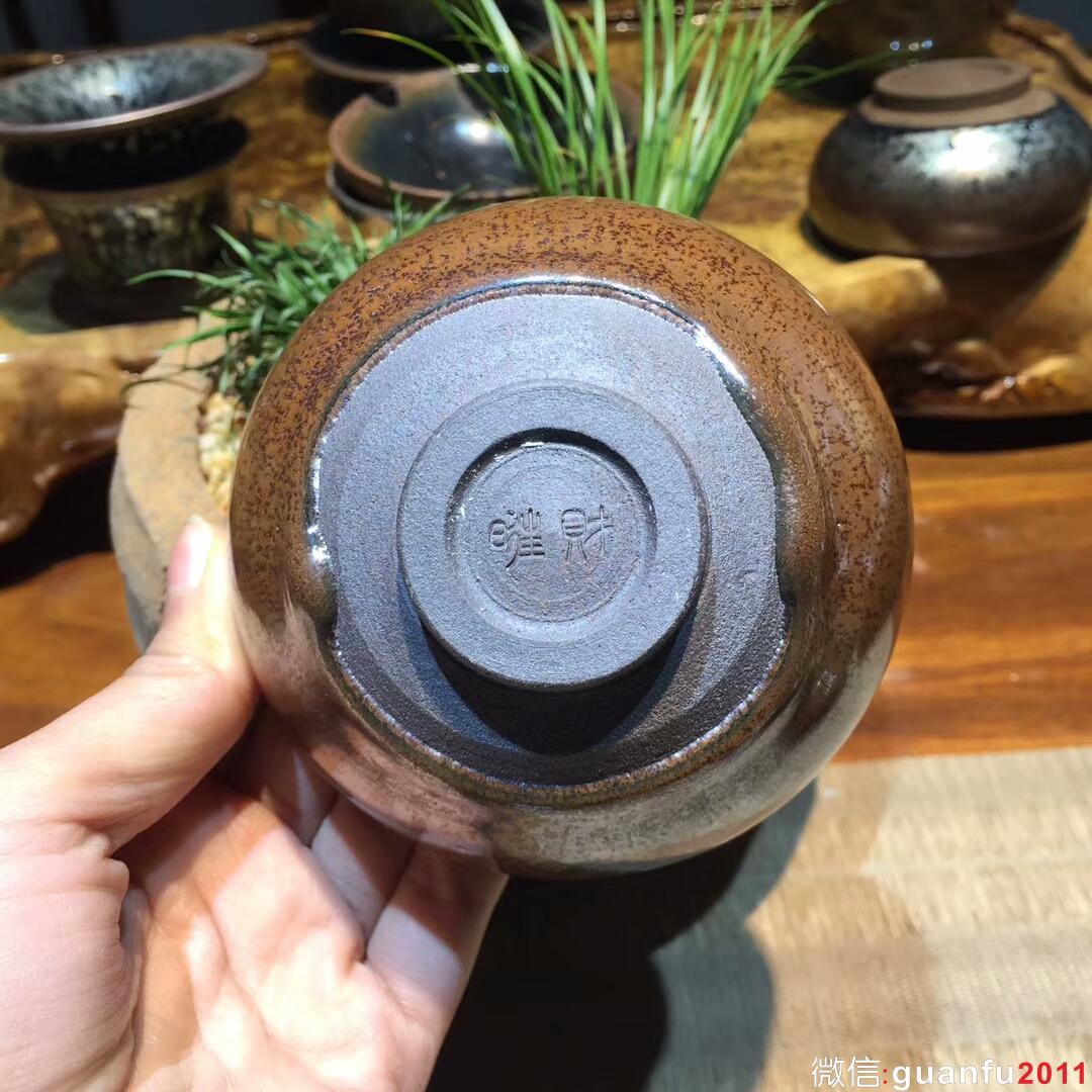 葉禮旺老師 龍窯柴燒 柿紅釉 束口盞：口徑10*5.5