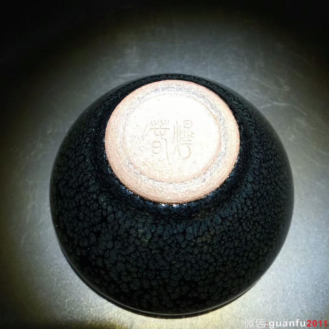 陳春華師傅 黑底銀斑：口徑8.3*5 全包釉