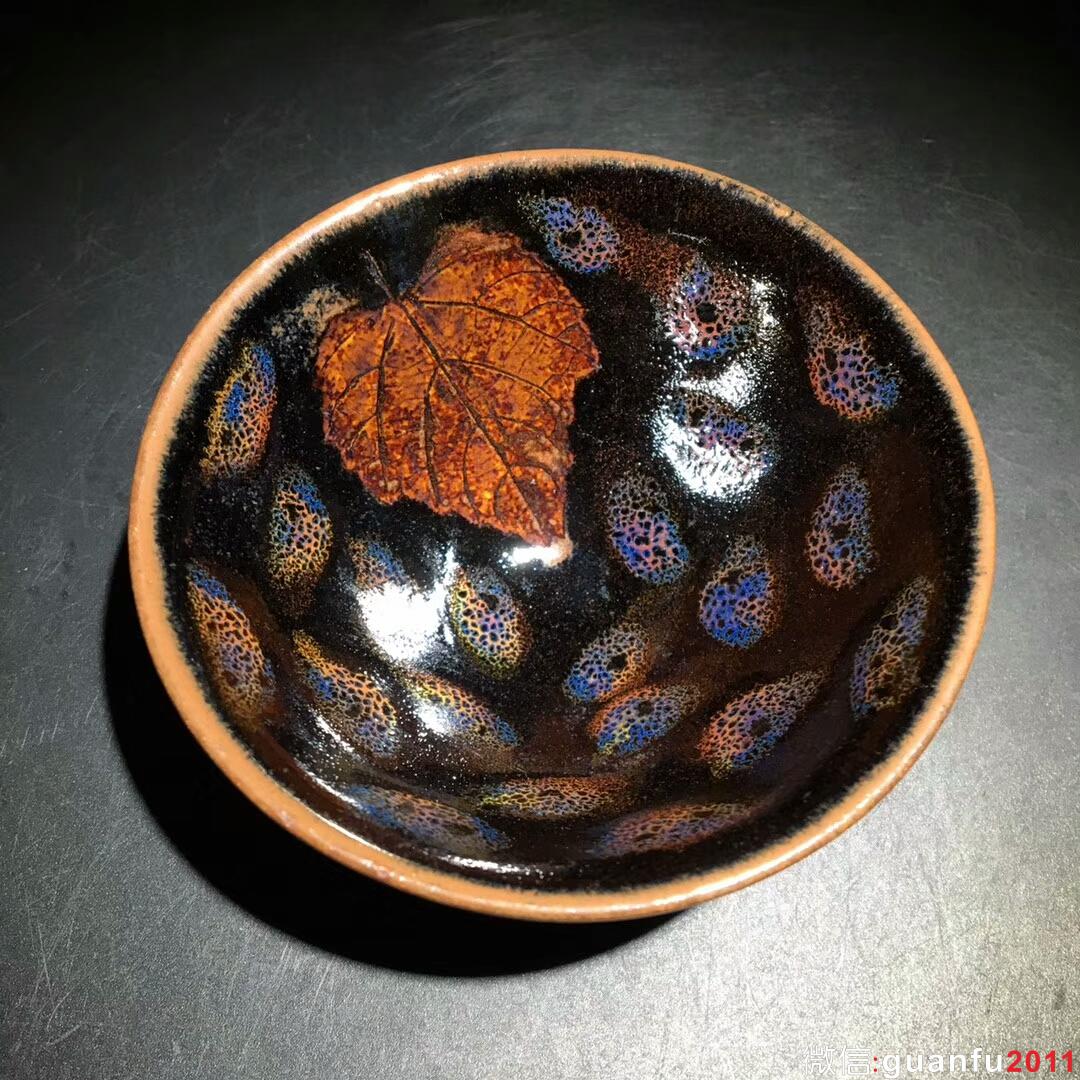 蔡炳龍早期作品 窯變木葉：口徑9.2*4.5