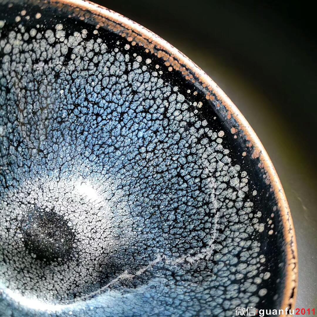 陳春華師傅 黑底銀斑：口徑8.8肚大9.5高5.5