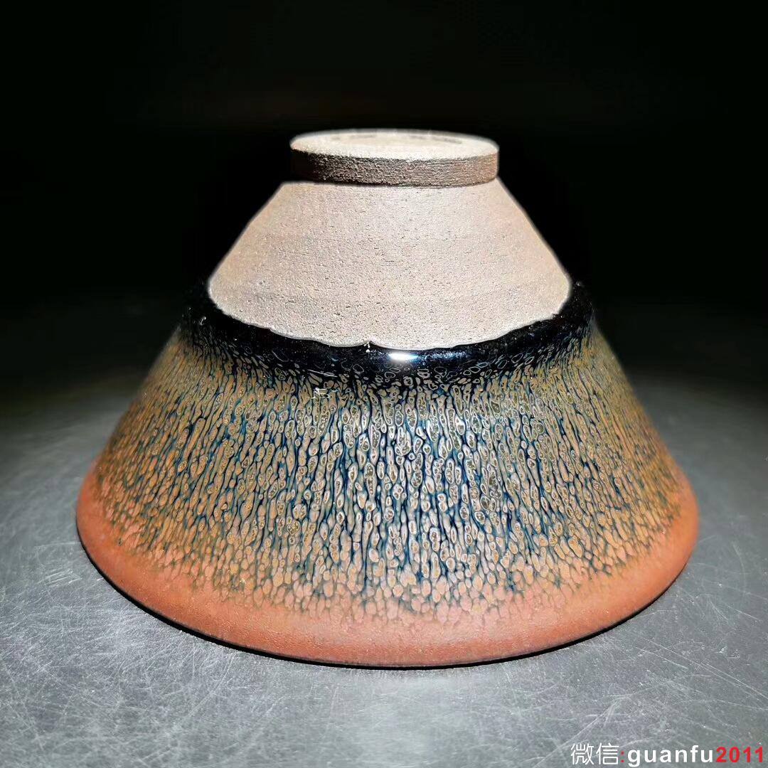 白炳友 柴燒油滴盞 古法 斗笠：口徑10*5.5