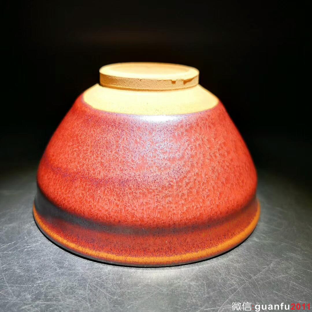 國家級大師-孫建興 祥云柿紅盞：口徑8.8*5