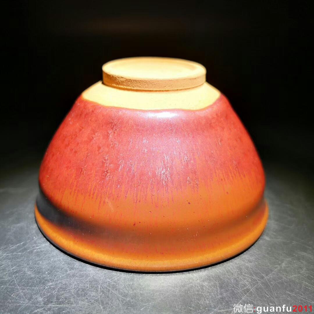 國家級大師-孫建興 祥云柿紅盞：口徑8.8*5