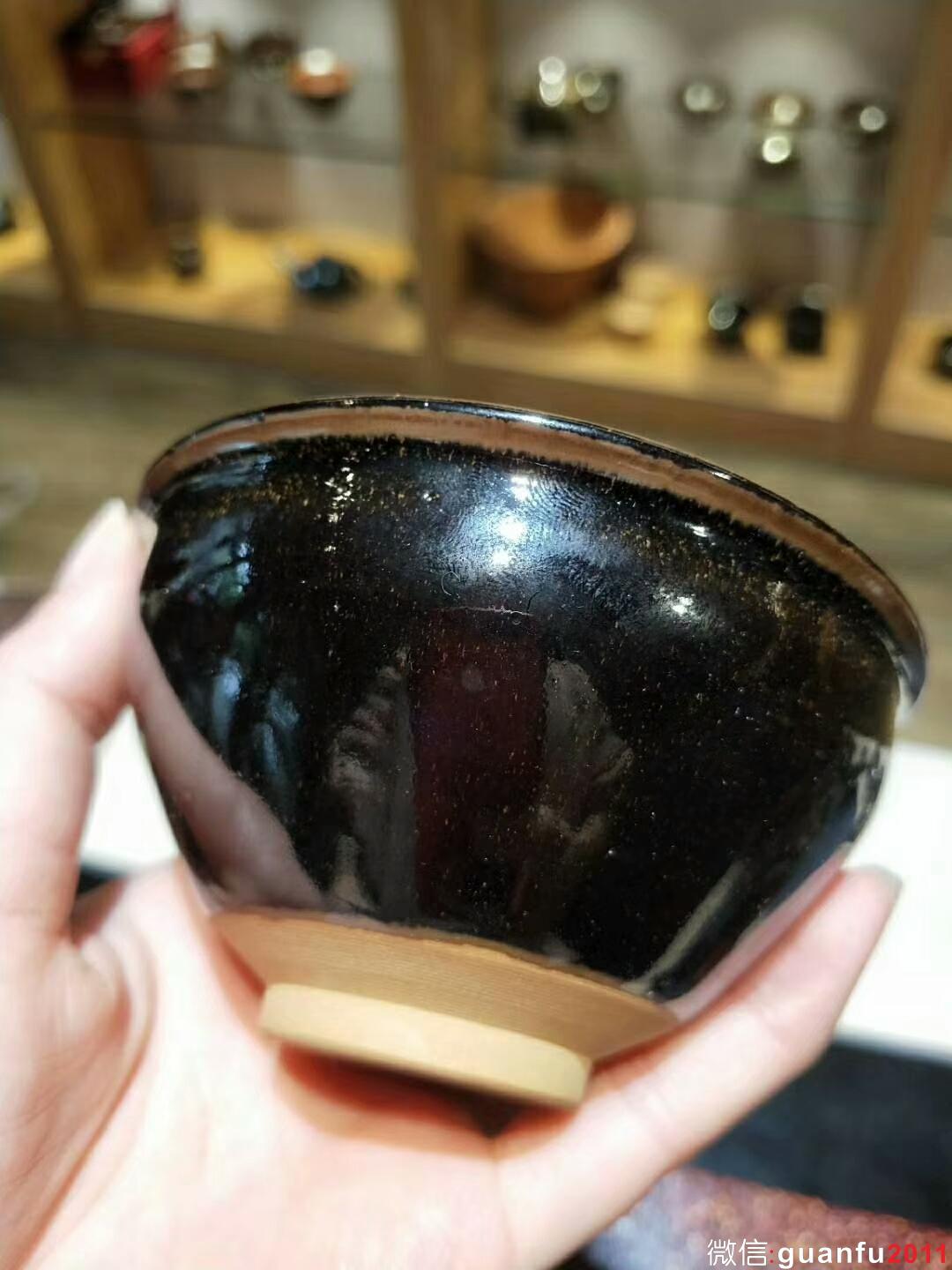 孫建興 烏金回藍(lán)釉：口徑9.2*5