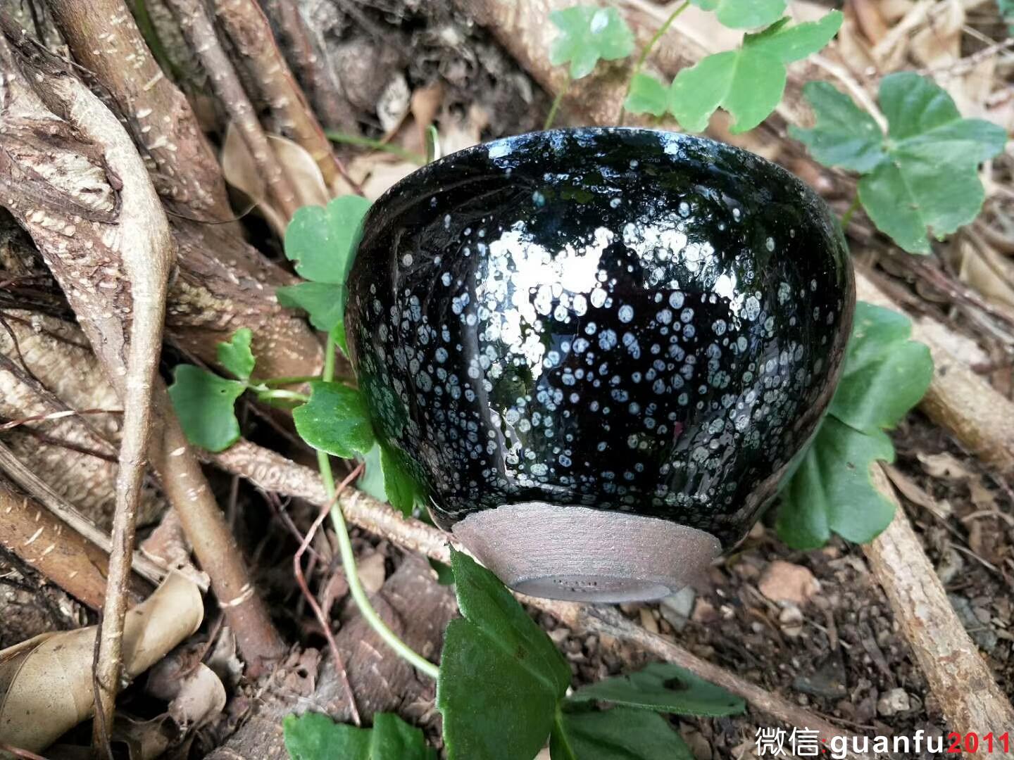 陳春華老師 黑釉油滴盞：口徑8.3*5.5