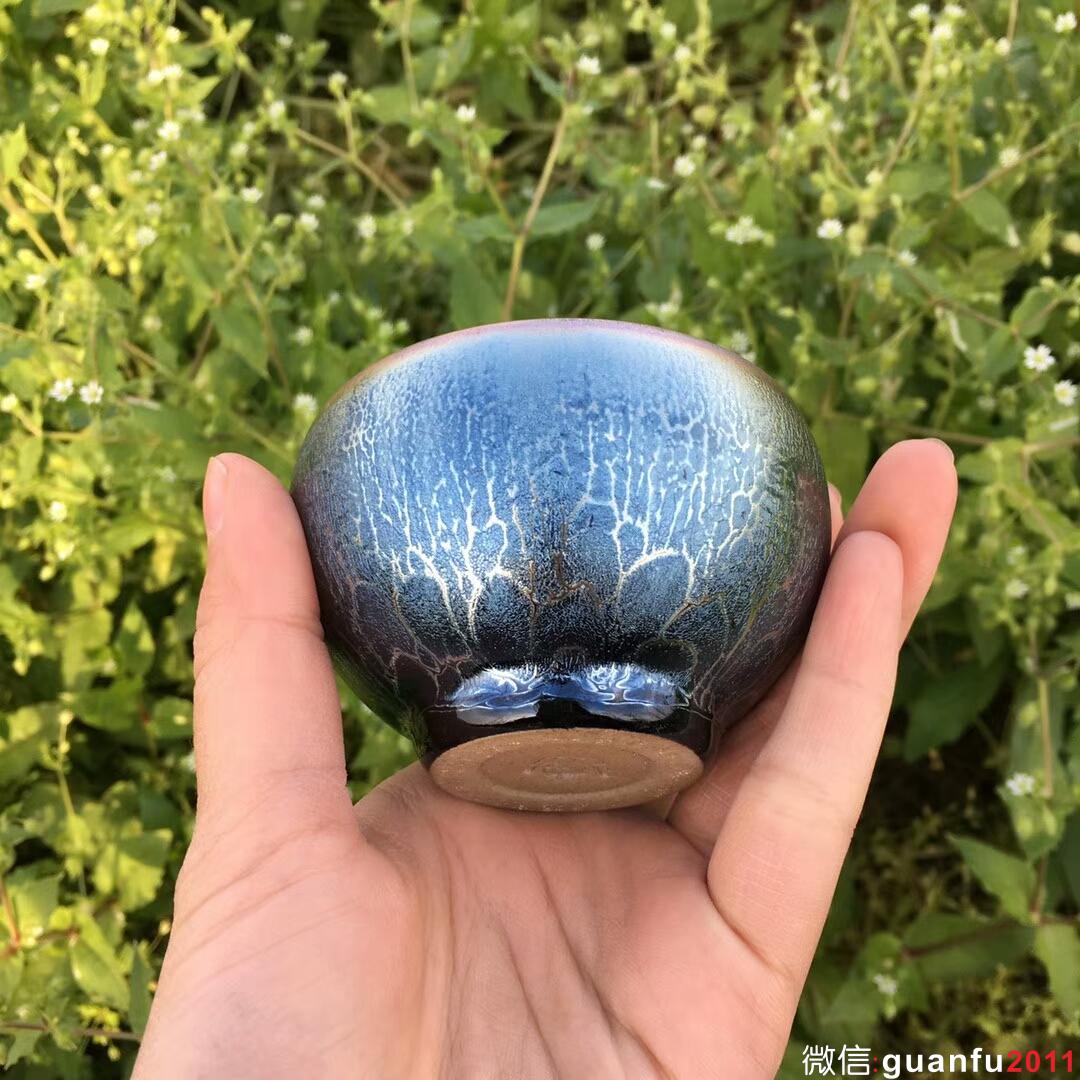 金長有老師 藍(lán)蓮花全包釉禪意杯：口徑7.5*4.8