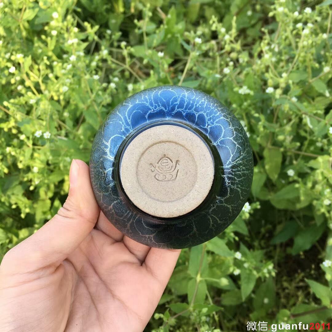 金長有老師 藍(lán)蓮花全包釉禪意杯：口徑7.5*4.8