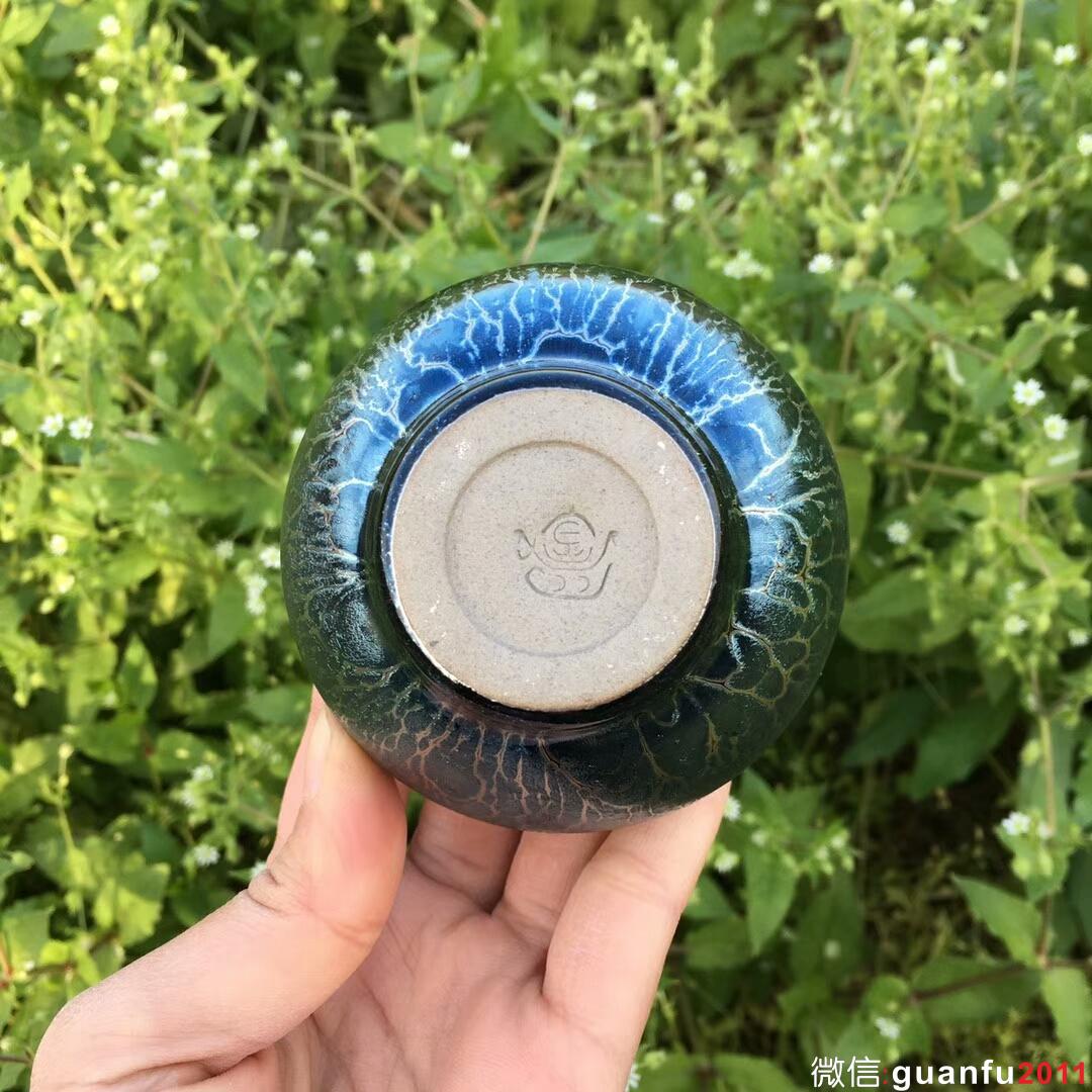 金長有老師 藍(lán)蓮花全包釉禪意杯：口徑7.5*4.8