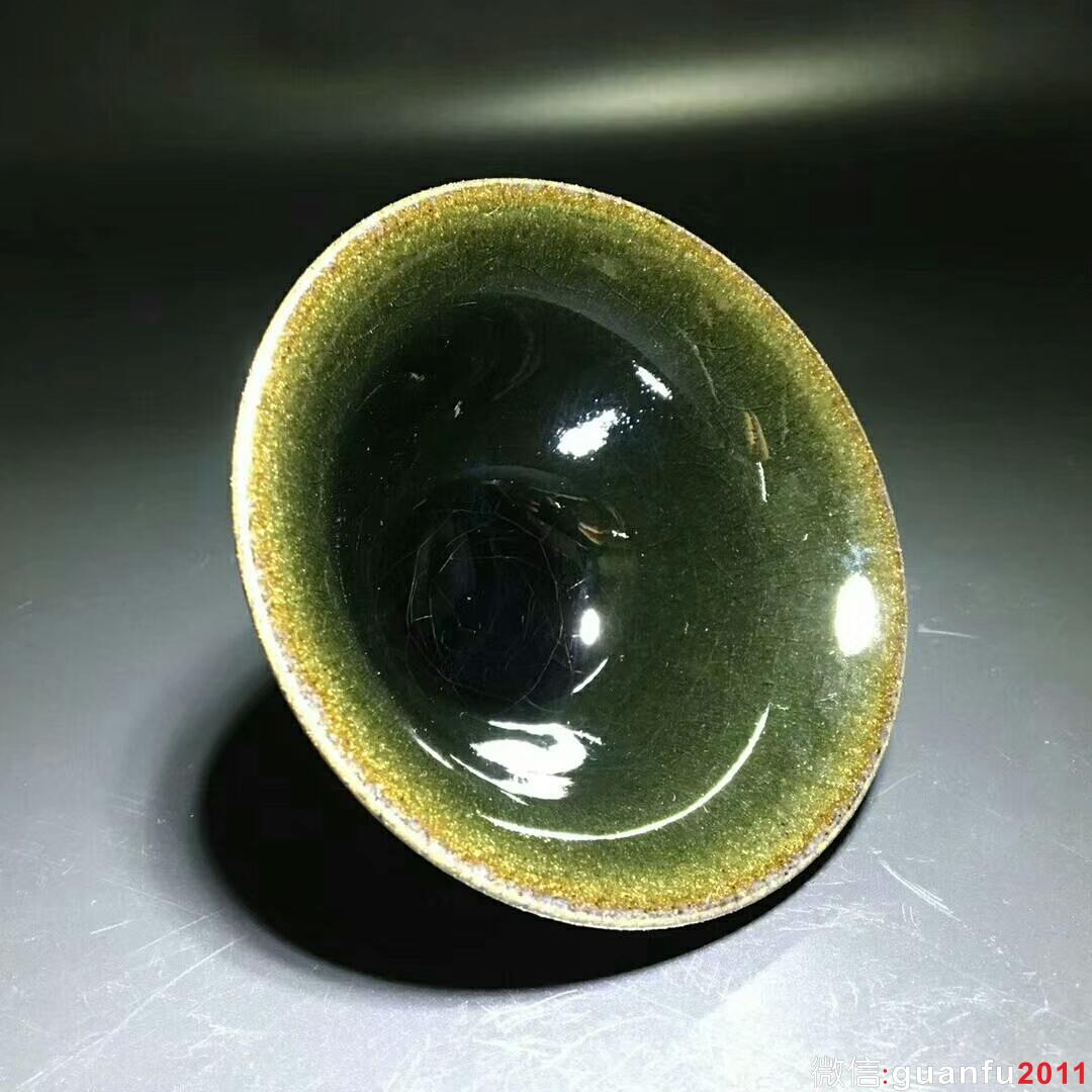 張中欽老師 綠釉天目盞：口徑9.8*5.5