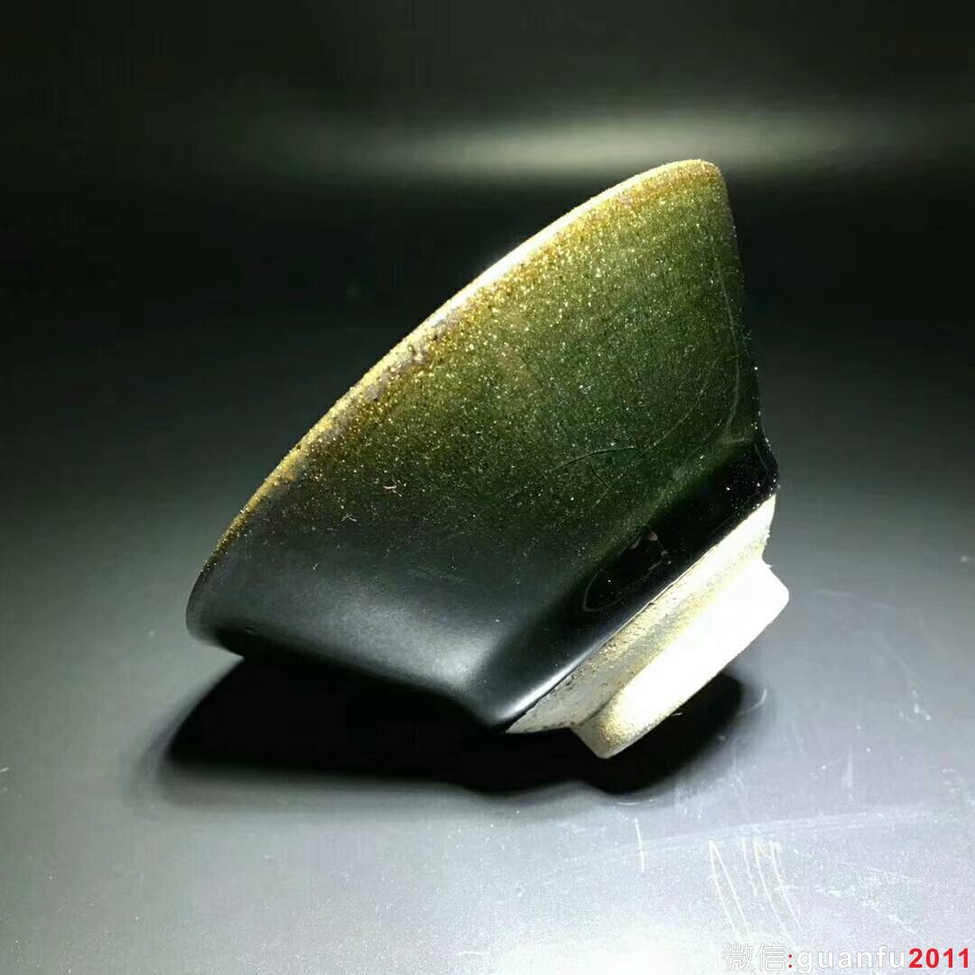 張中欽老師 綠釉天目盞：口徑9.8*5.5