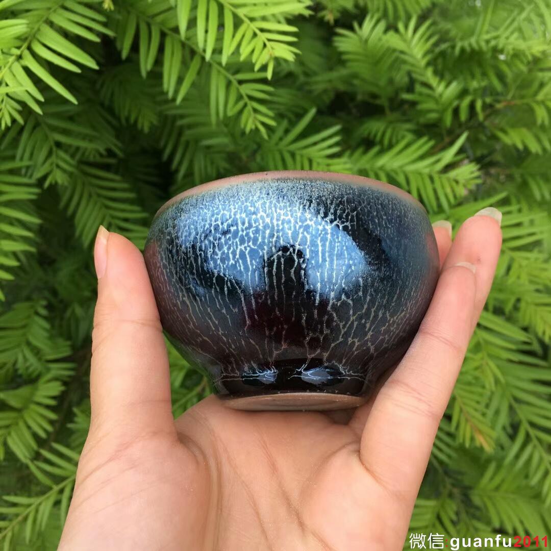 金長有老師 藍(lán)蓮花全包釉禪意杯：口徑7.5*4.8