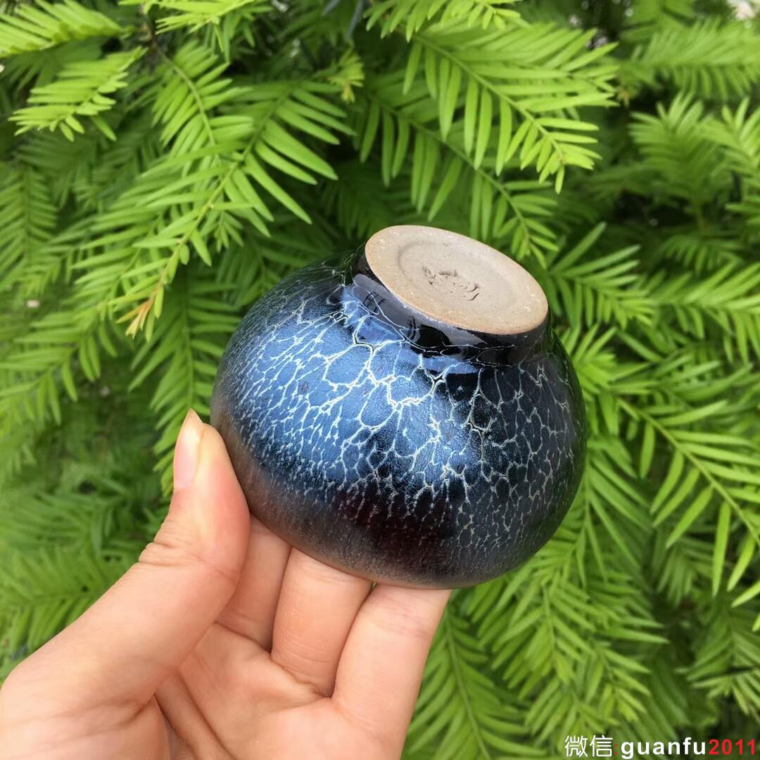 金長有老師 藍(lán)蓮花全包釉禪意杯：口徑7.5*4.8