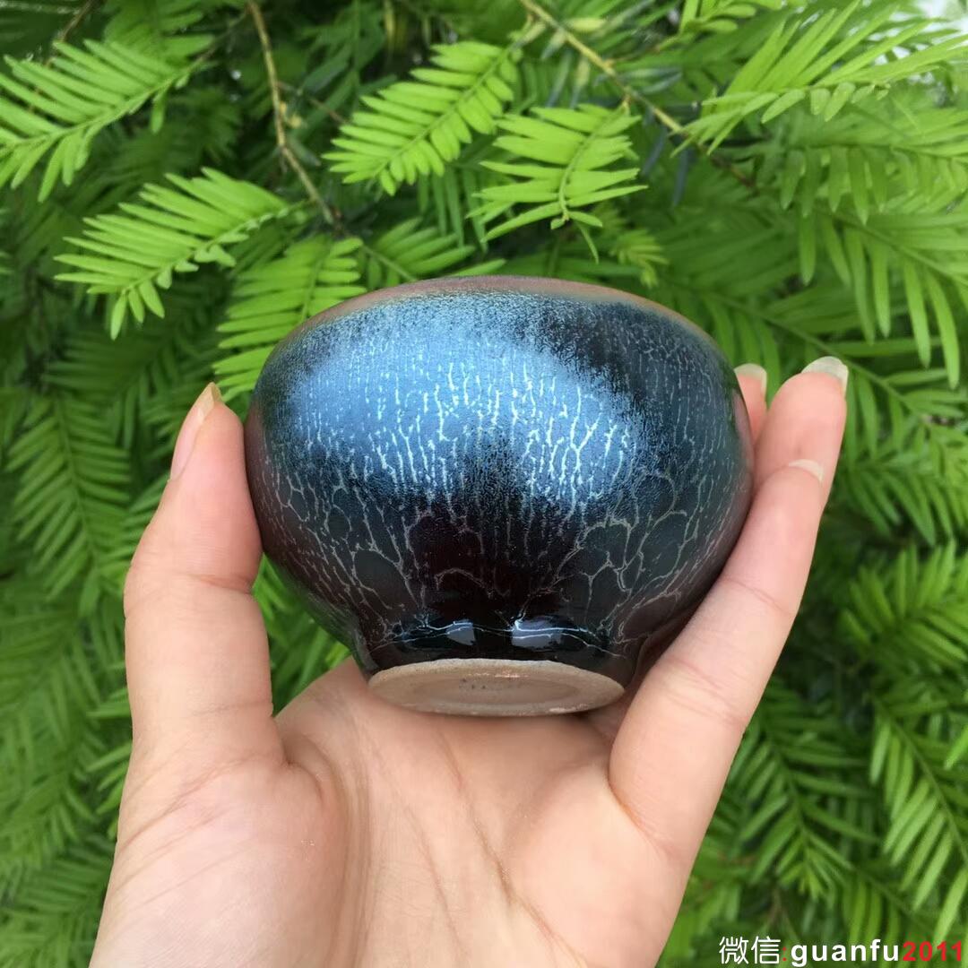 金長有老師 藍(lán)蓮花全包釉禪意杯：口徑7.5*4.8