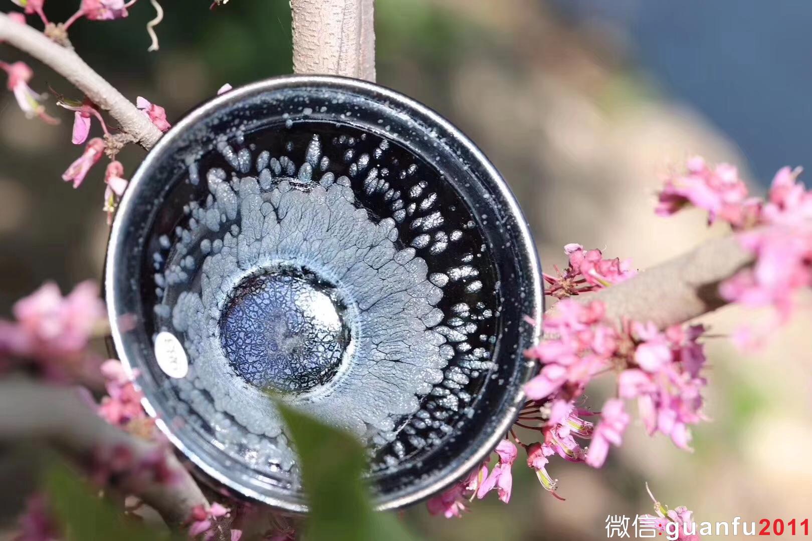 【作者】闕梅嬌 【品名】黑牡丹 【規(guī)格】口徑9.3 高5.6 【制作】落款配證書 【品相】全品無暇 【材質(zhì)】鐵胎，天然礦釉 【產(chǎn)地】建陽·水吉 【燒制溫度】1300度