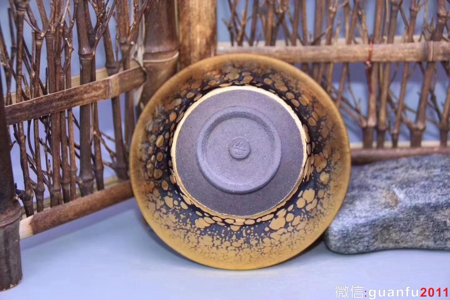 中國天目第一人：范澤鋒老師  全稱“國家研究員級高級工藝美術(shù)師”金油滴 斗笠 9.8高：6