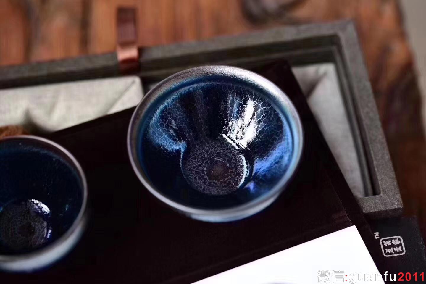 建窯、四杰 作者：翁書(shū)杰老師 作品：藍(lán)麒麟心有靈犀 對(duì)杯子