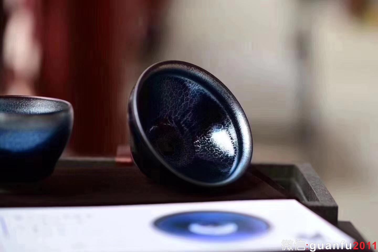 建窯、四杰 作者：翁書(shū)杰老師 作品：藍(lán)麒麟心有靈犀 對(duì)杯子