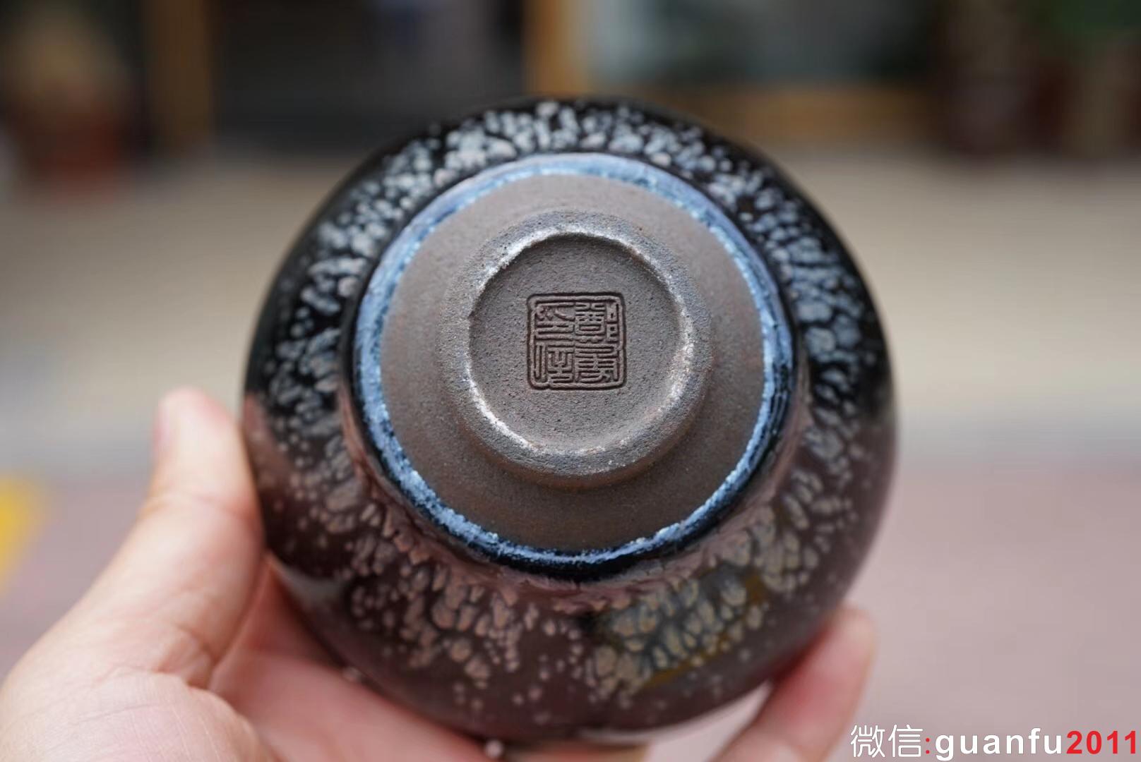 鄭勇老師作品【黑底銀斑】口徑9.2高6公分