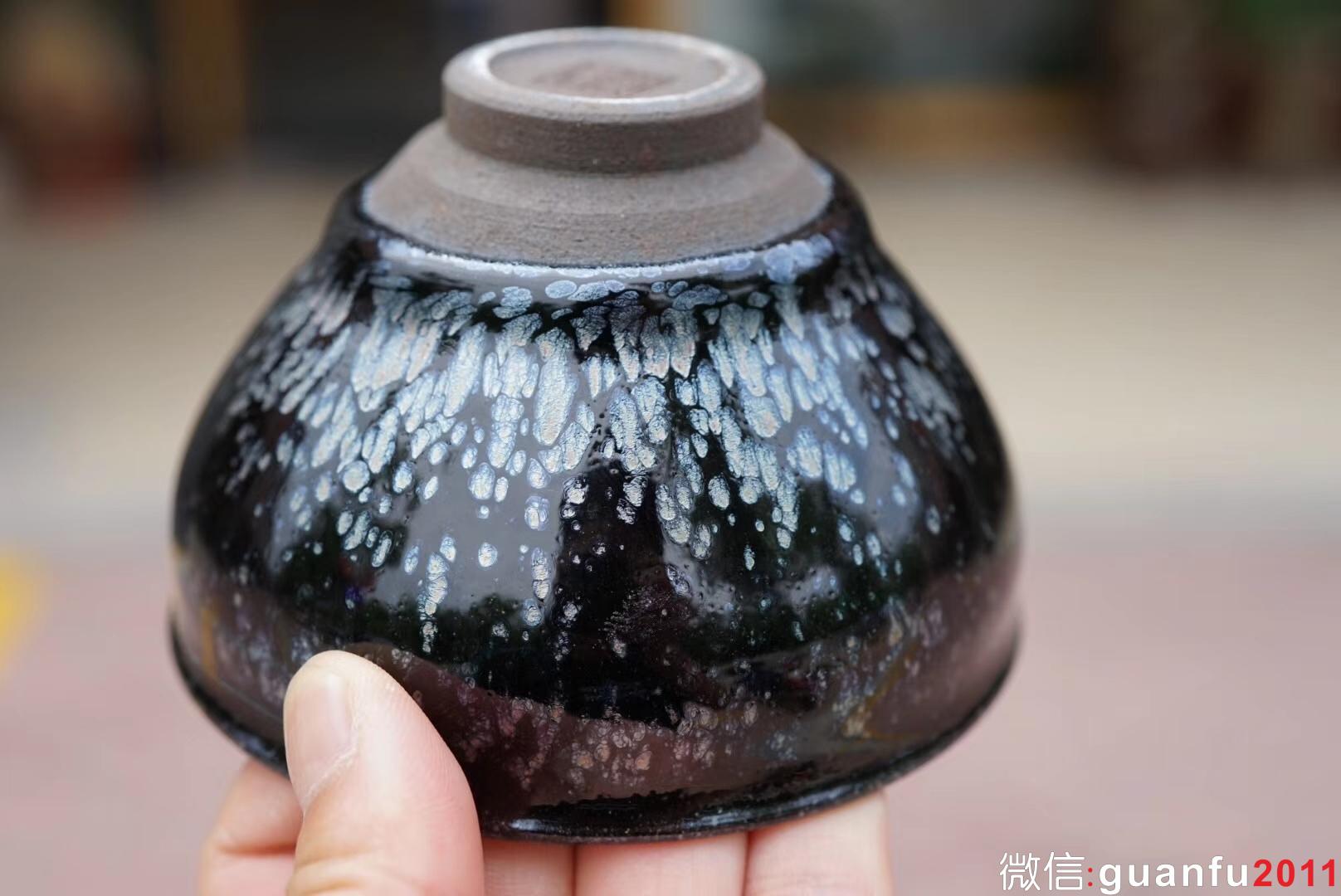 鄭勇老師作品【黑底銀斑】口徑9.2高6公分