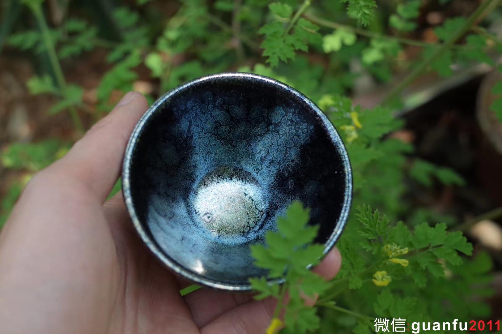 周永金老師   藍光油滴盞  斂口 7.8*5.0