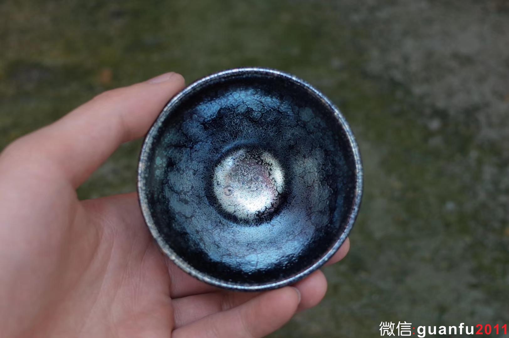 周永金老師   藍光油滴盞  斂口 7.8*5.0