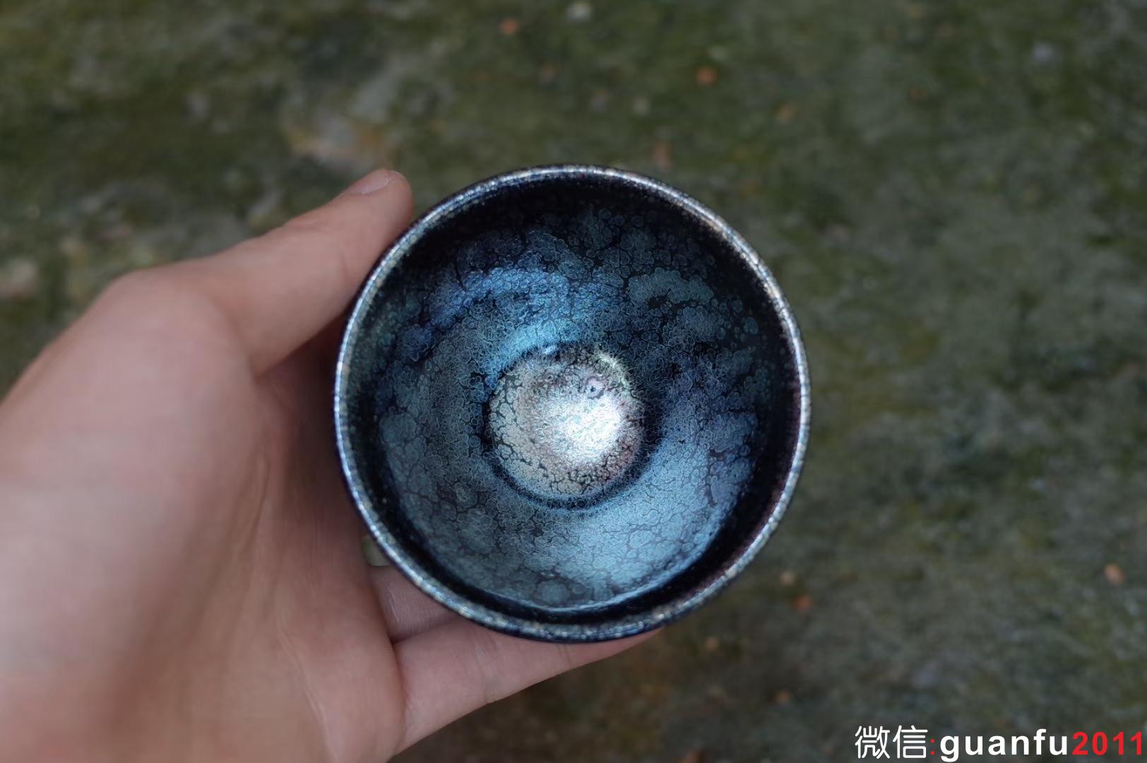 周永金老師   藍光油滴盞  斂口 7.8*5.0