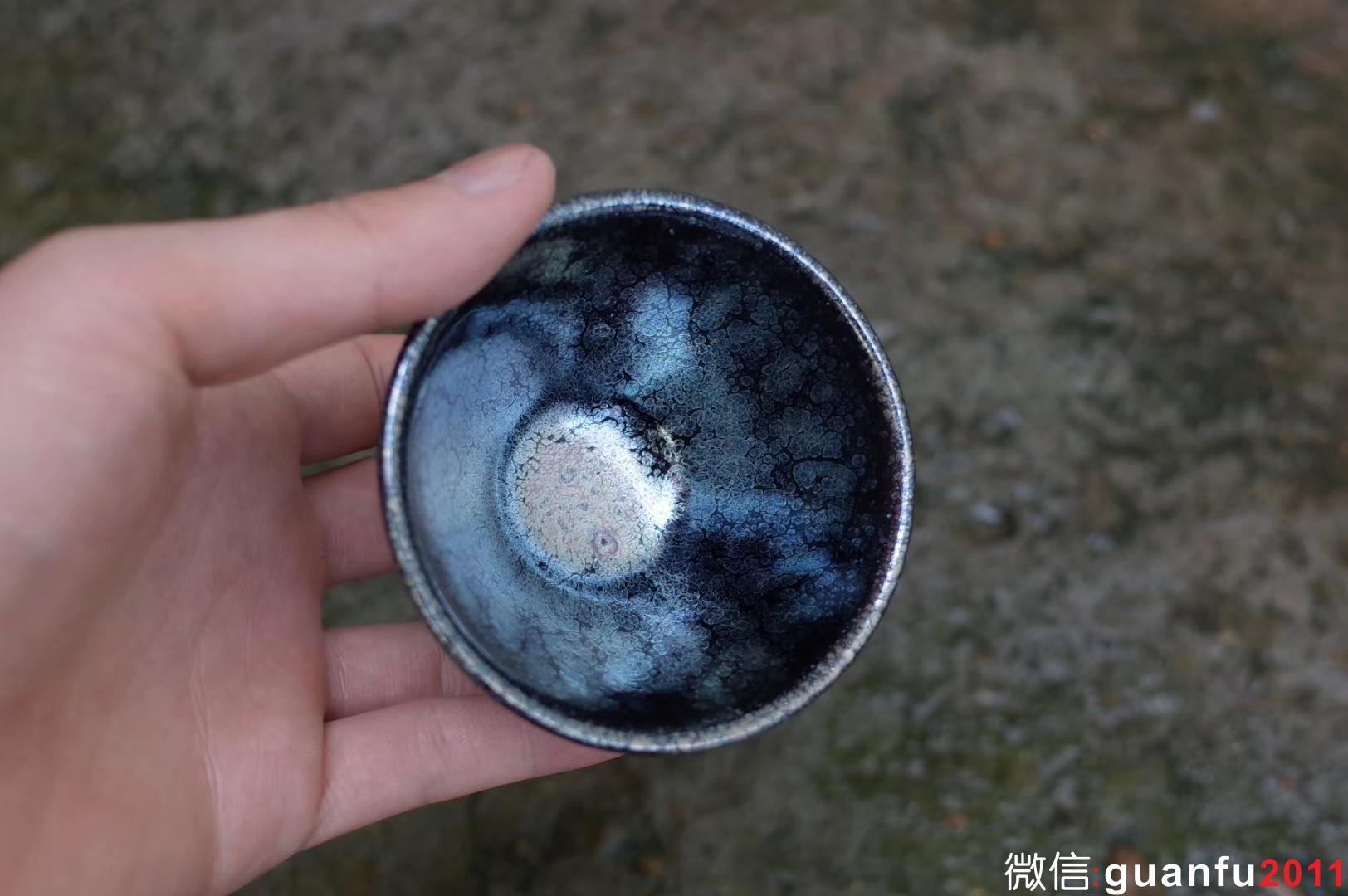 周永金老師   藍光油滴盞  斂口 7.8*5.0