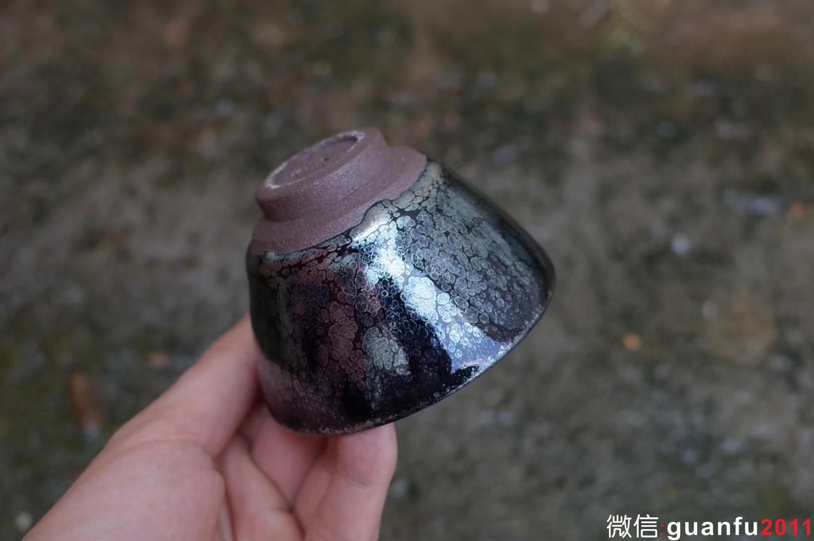 周永金老師   藍光油滴盞  斂口 7.8*5.0