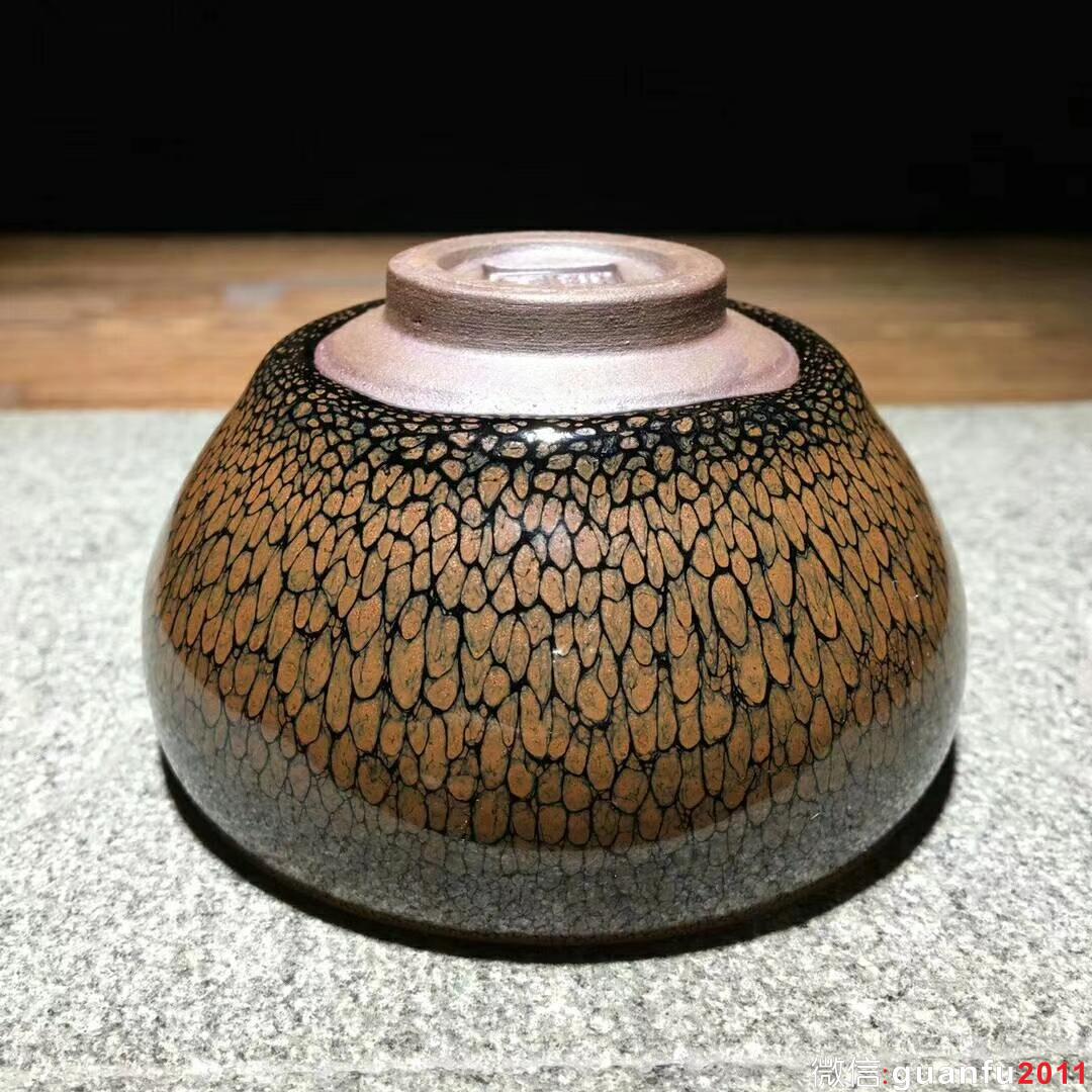 精品黃鷓鴣斑～陳其富師傅作品 口徑8.5高肚大9.2高5.2