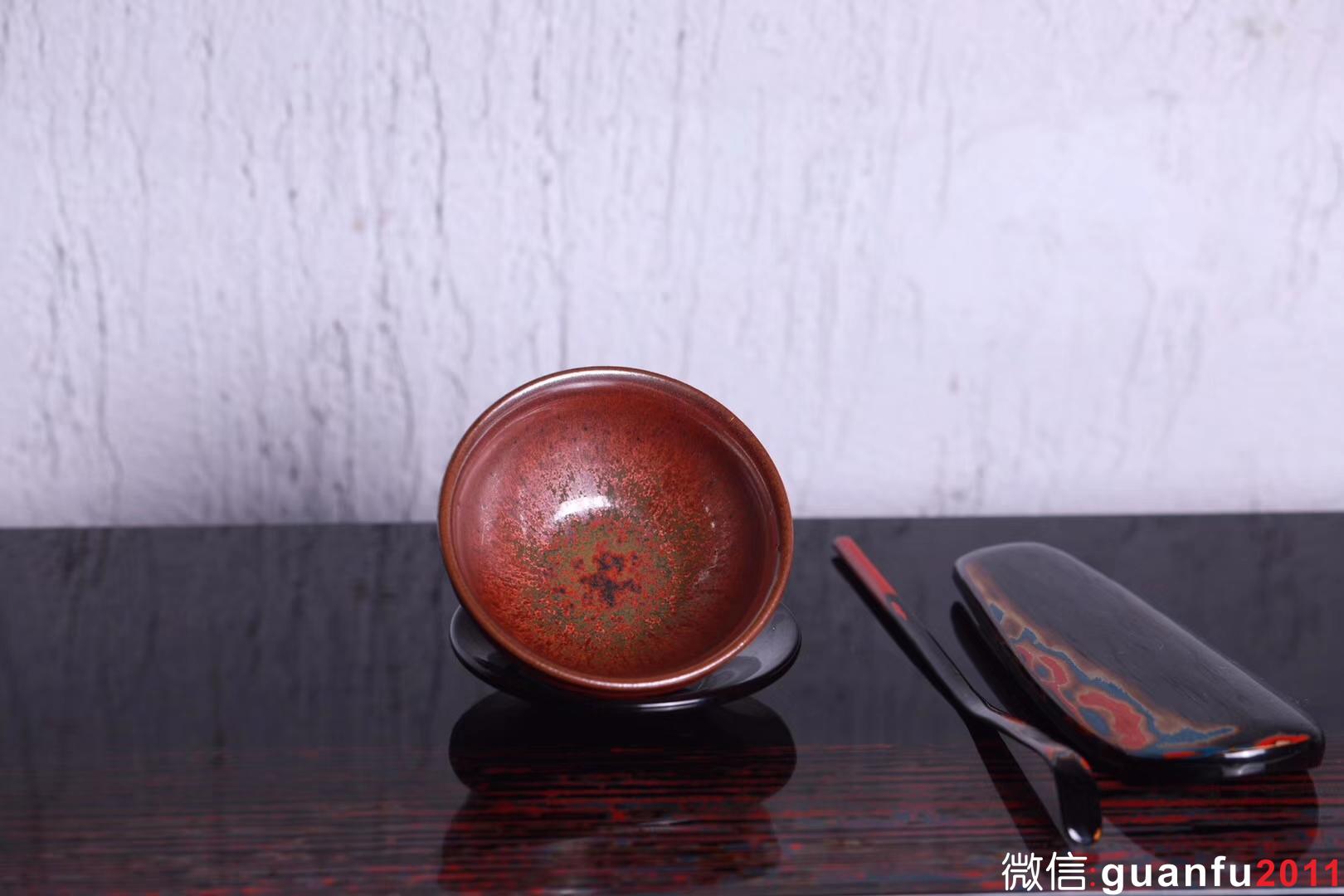 孫建興早期 金柿紅束口盞