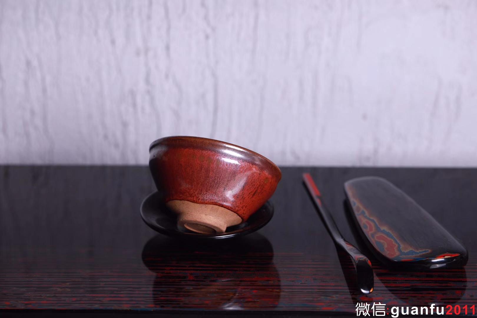 孫建興早期 金柿紅束口盞