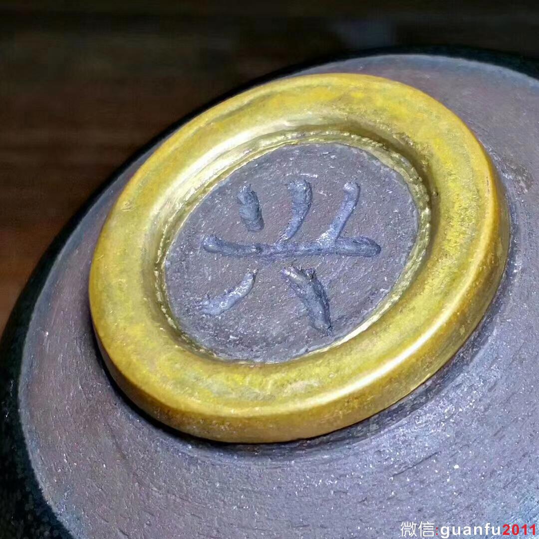 孫建興大師，早期油滴大盞，罕見的香爐器型，口徑11.5高6，日本回流，口沿及圈足包金，高收藏價值！