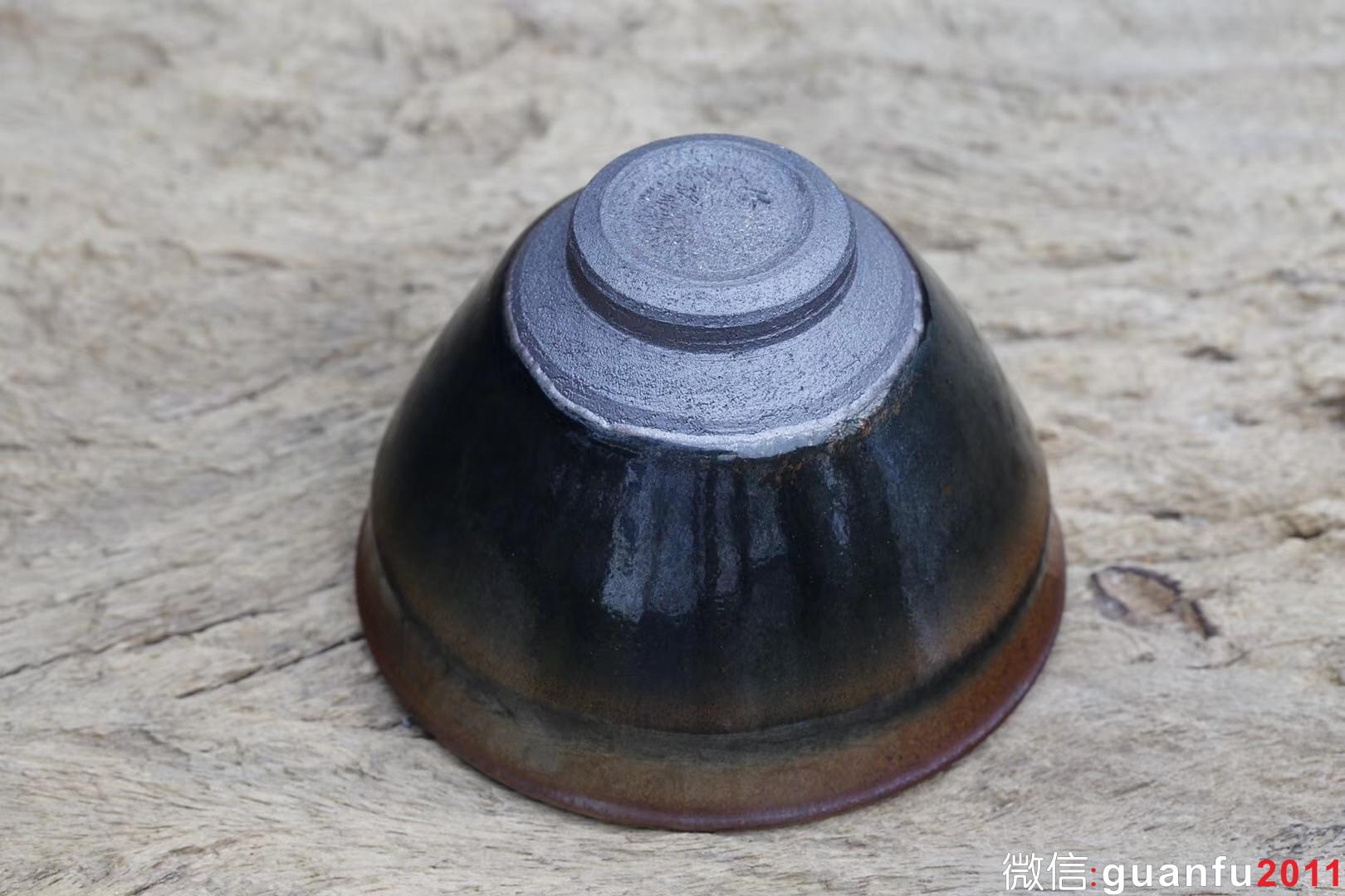 乾窯 吳興乾師傅 個(gè)人款 仿建青藍(lán)兔毫束口 9.1*6.1