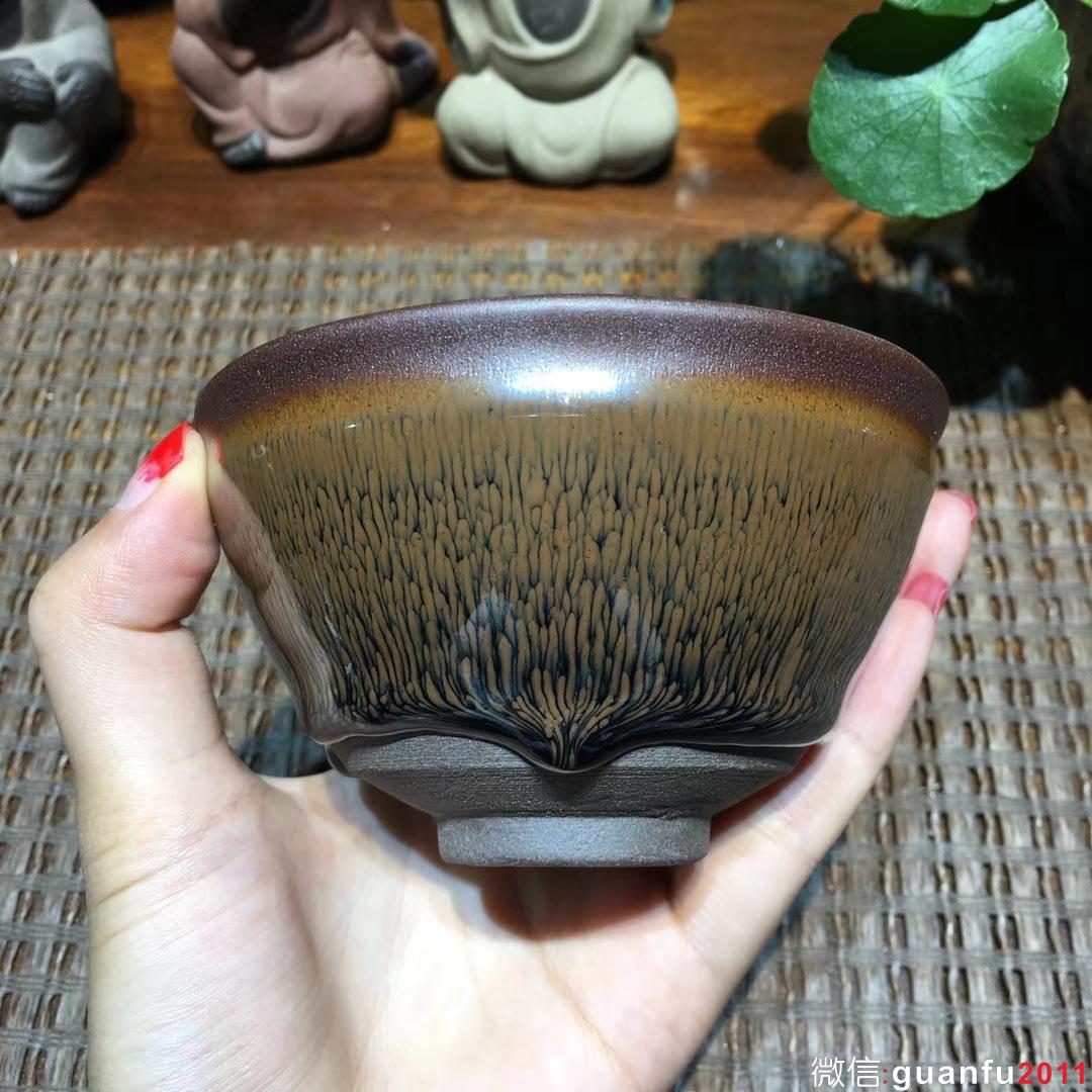 葉禮旺老師 全手工作品 金兔毫束口盞 口徑10.3 高6