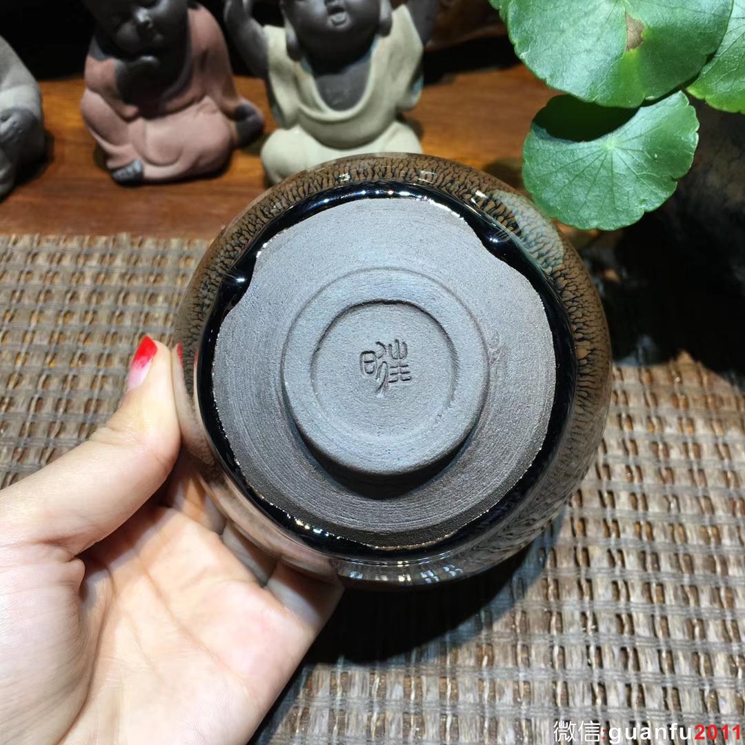 葉禮旺老師 全手工作品 金兔毫束口盞 口徑10.3 高6