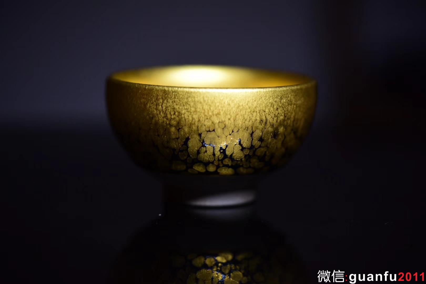 范澤鋒研究員級高級工藝美術(shù)大師 金油滴/鐵胎 柿圓型口徑:8.8公分高5公分