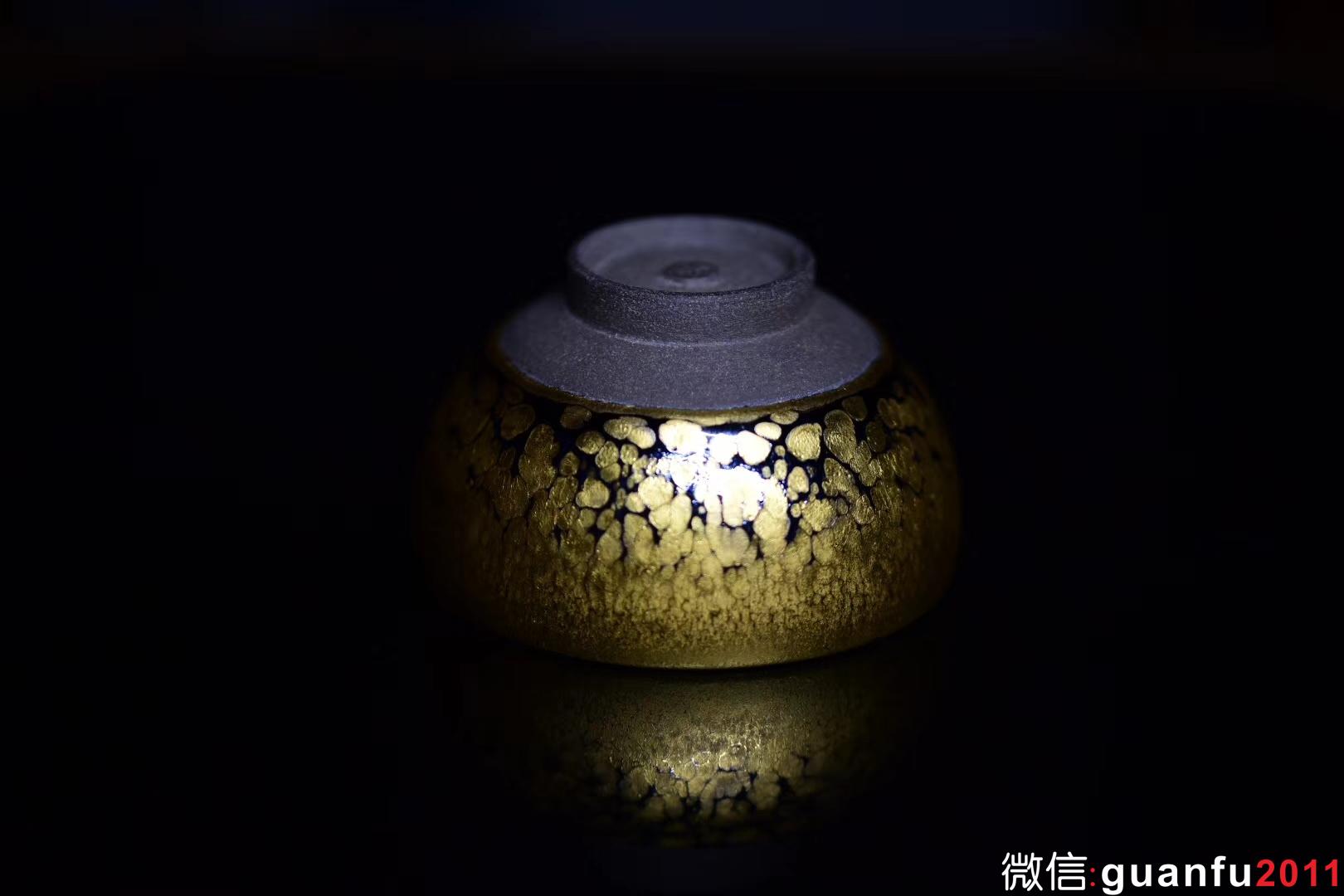 范澤鋒研究員級高級工藝美術(shù)大師 金油滴/鐵胎 柿圓型口徑:8.8公分高5公分