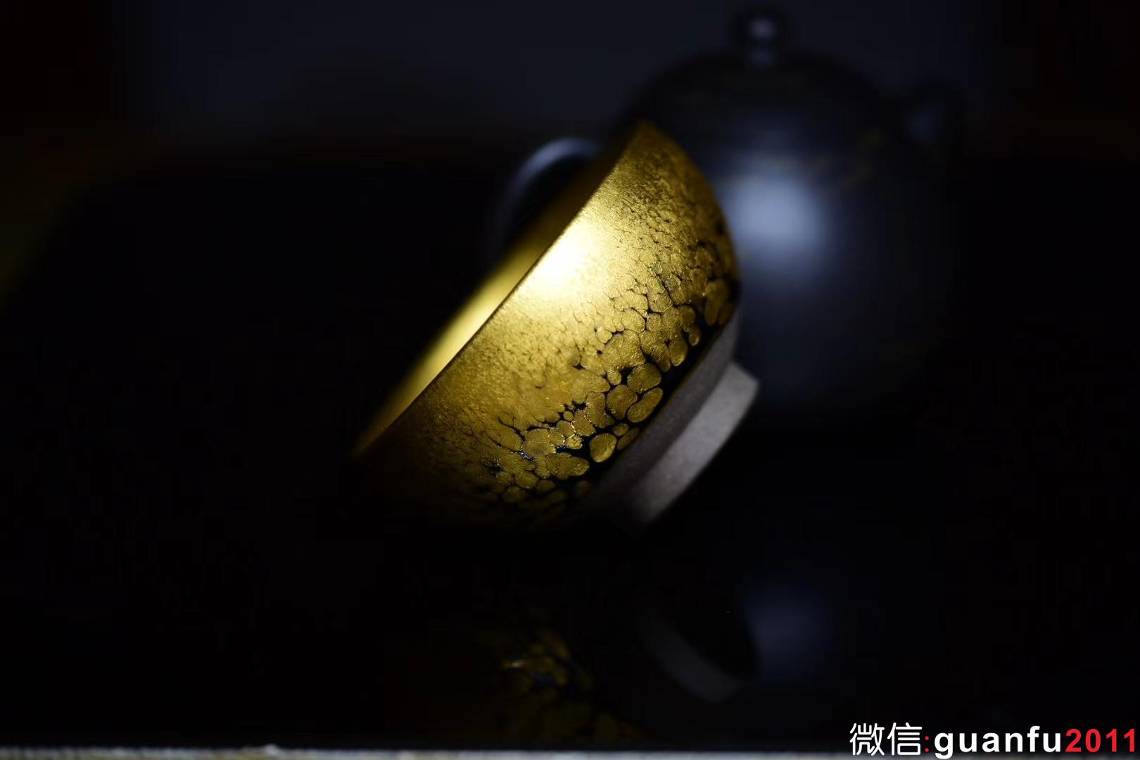 范澤鋒研究員級高級工藝美術(shù)大師 金油滴/鐵胎 柿圓型口徑:8.8公分高5公分