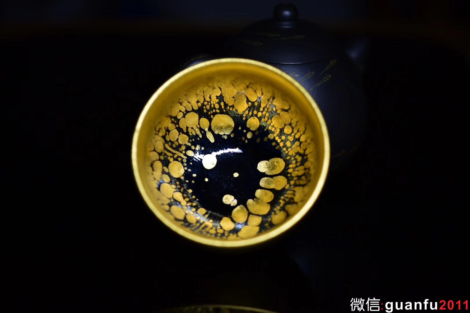 范澤鋒研究員級高級工藝美術(shù)大師 金油滴/鐵胎 柿圓型口徑:8.8公分高5公分