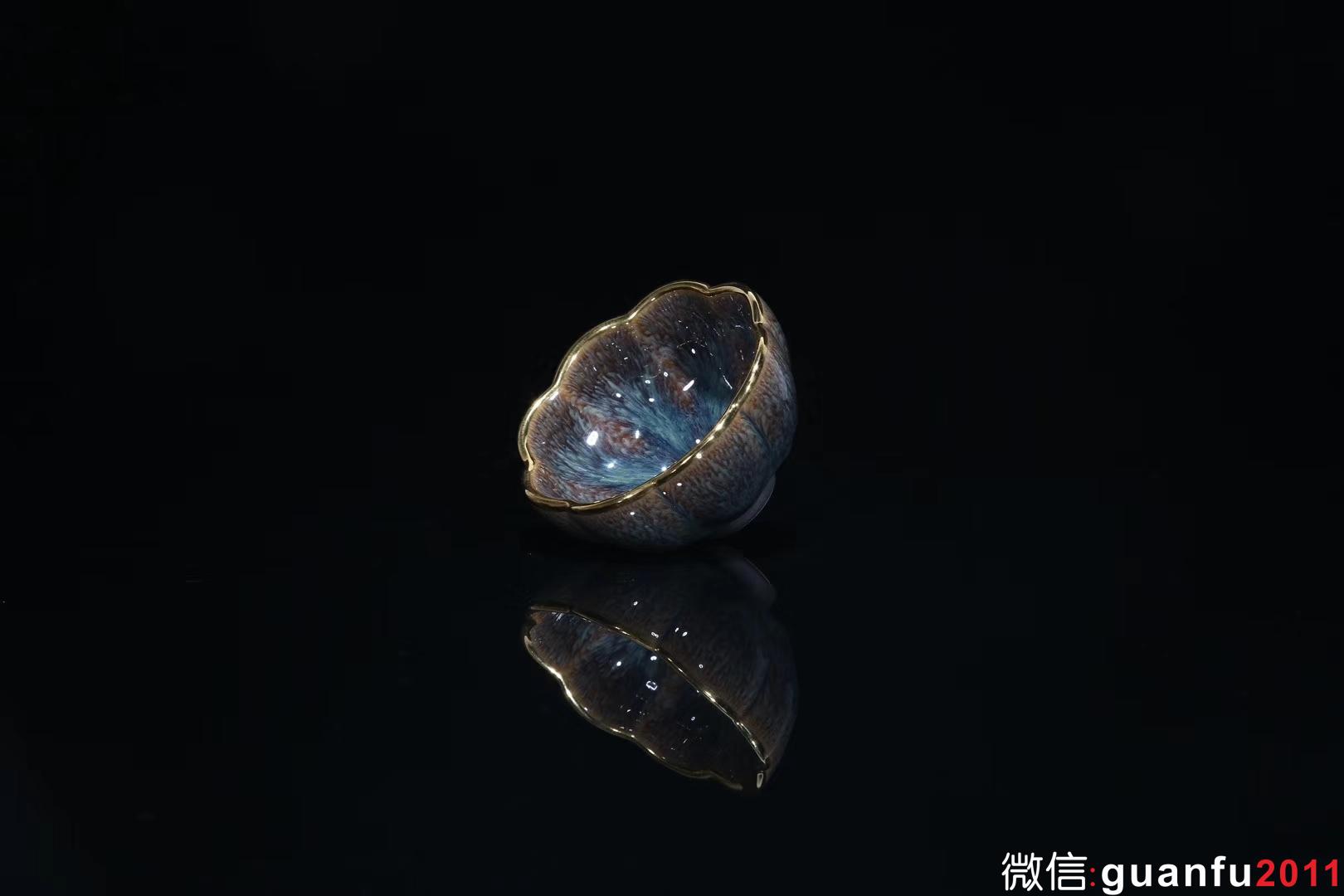 【盈珠】星月盞 描金邊 范澤鋒制 口徑:8.8公分高5公分