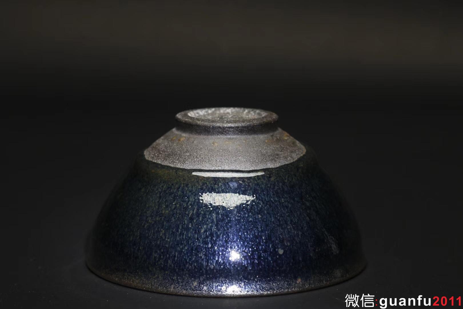 吳興乾師傅作品 柴燒 銀藍(lán)10.5 束口
