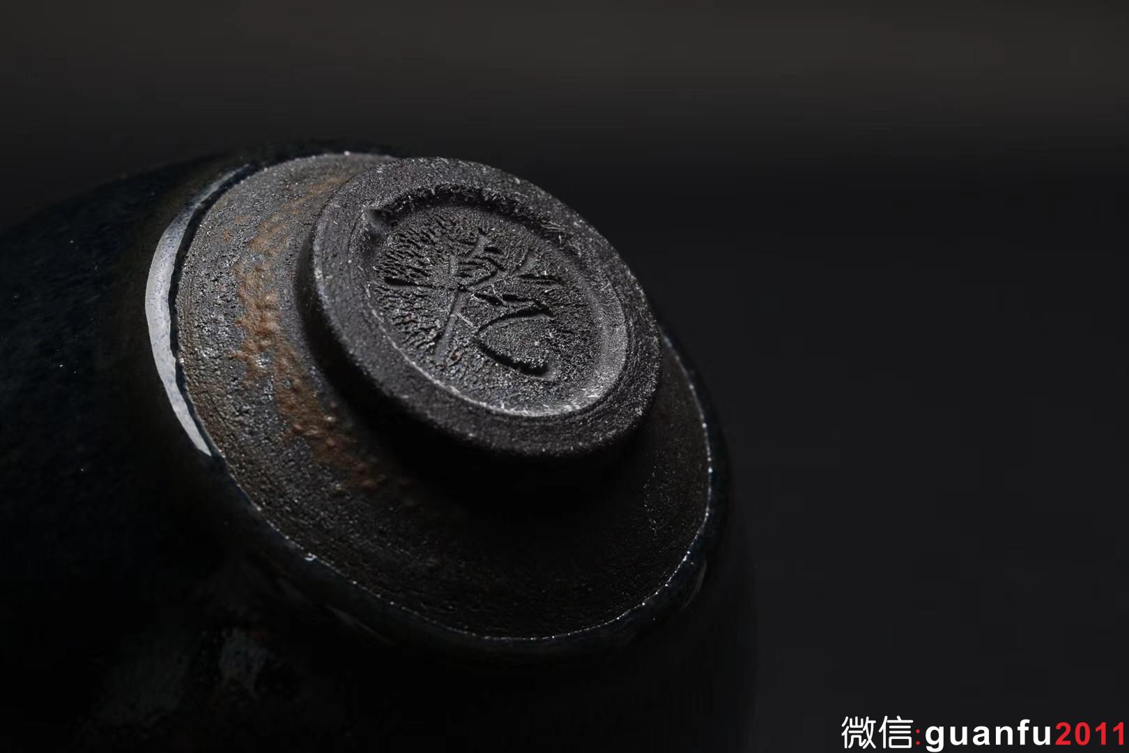 吳興乾師傅作品 柴燒 銀藍(lán)10.5 束口