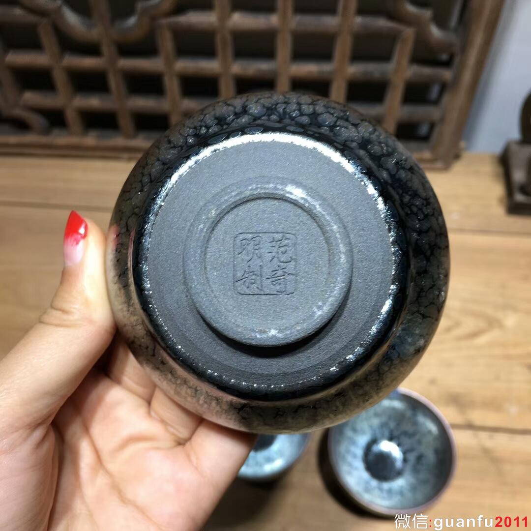 范奇明老師 全手工作品 油滴束口盞 口徑8.5 高5.8