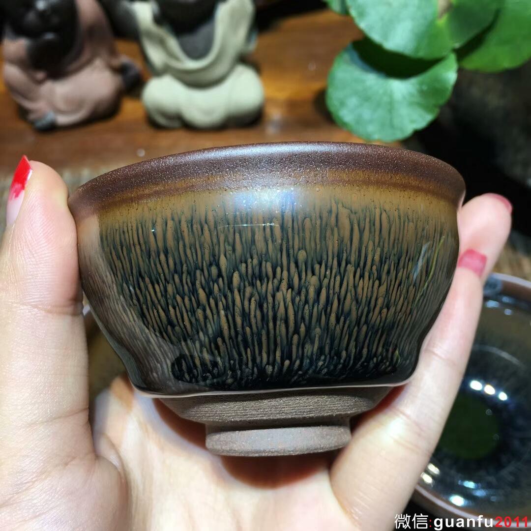 葉禮旺手作 金兔毫束口盞 口徑8*4.8