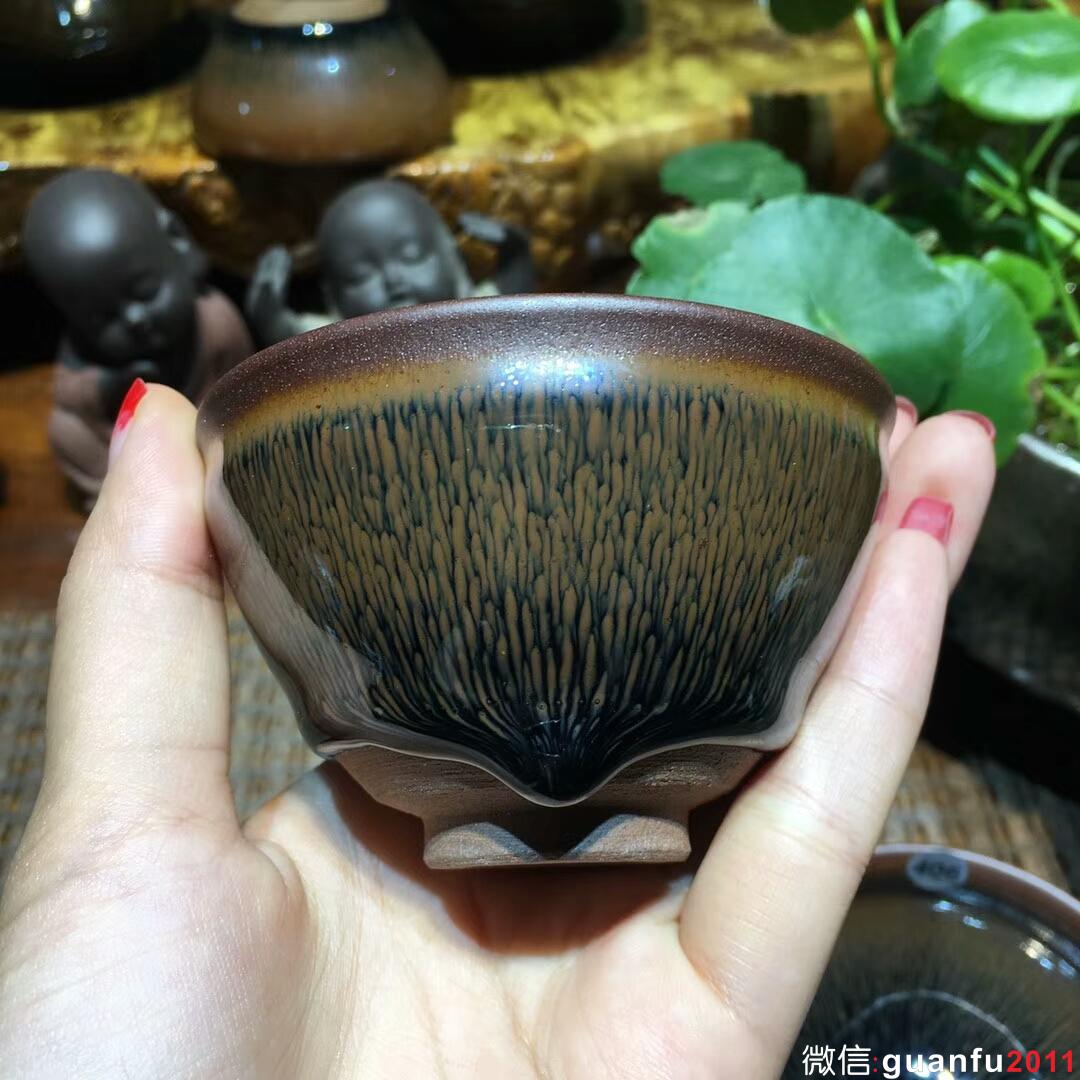 葉禮旺手作 金兔毫束口盞 口徑8*4.8